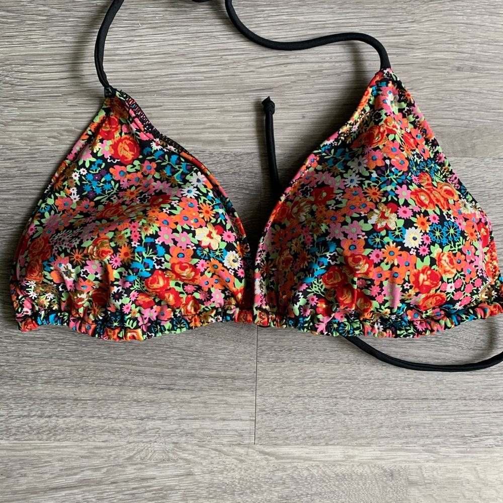 Floral String Bikini Top Size Medium